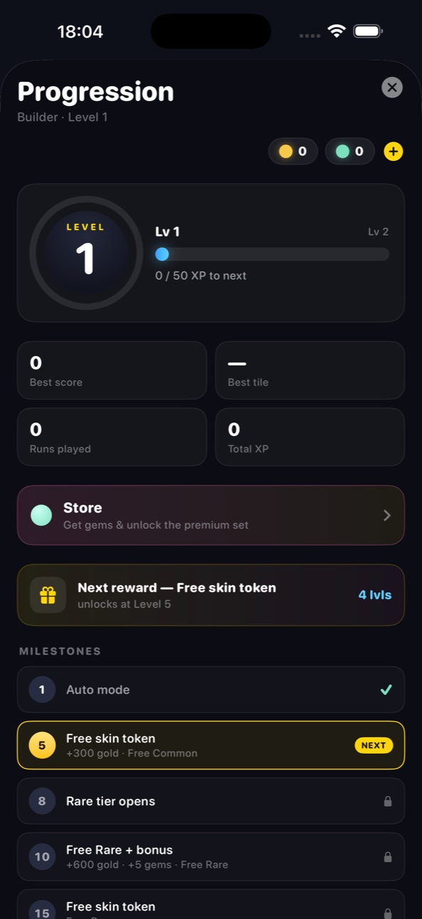 Player level track with milestone rewards